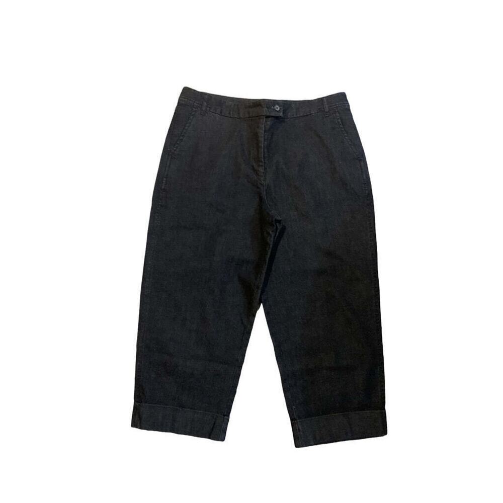 12 Talbots Petites Dark Blue Stretch Jeans Cropped Cuffed Women's